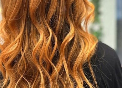 Golden wavy hair styled at Hive Hair Lounge, Saint Helier, St Helier, JE.
