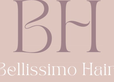 Elegant Bellissimo Hair logo in mauve tones at Liversedge roberttown, England, GB.
