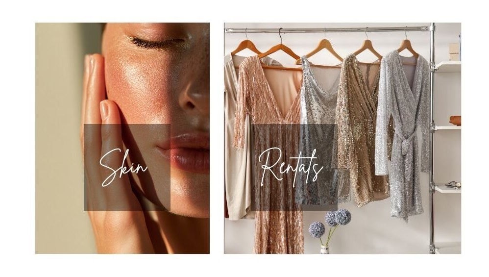Close-up of glowing skin and elegant dresses at Glow Studio, Sandton, Gauteng, ZA.