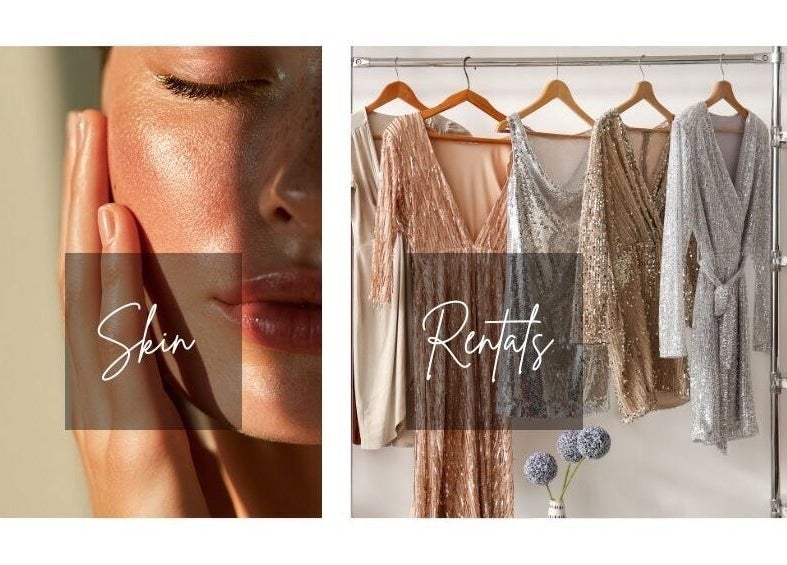 Close-up of glowing skin and elegant dresses at Glow Studio, Sandton, Gauteng, ZA.