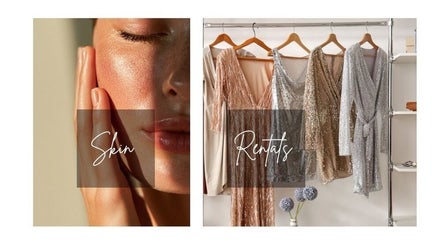 Close-up of glowing skin and elegant dresses at Glow Studio, Sandton, Gauteng, ZA.