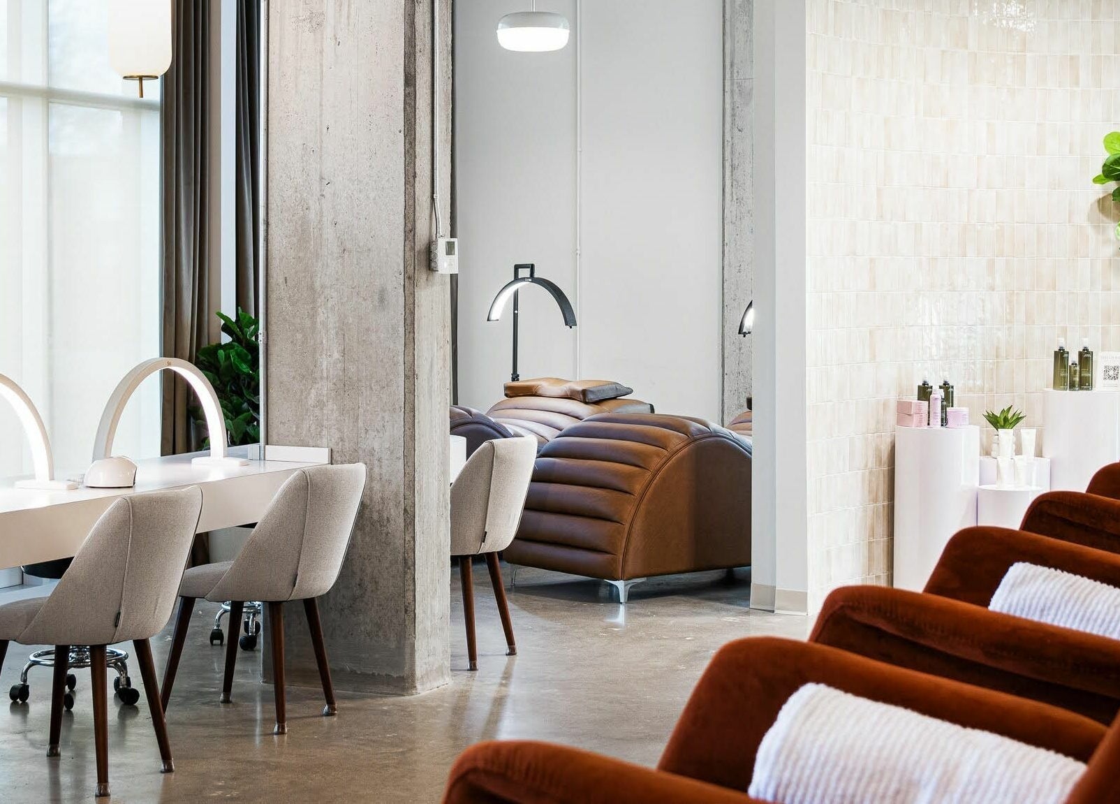 Inside view of SoFlo & Co Tannery's modern lounge area in Moncton, New Brunswick, CA.