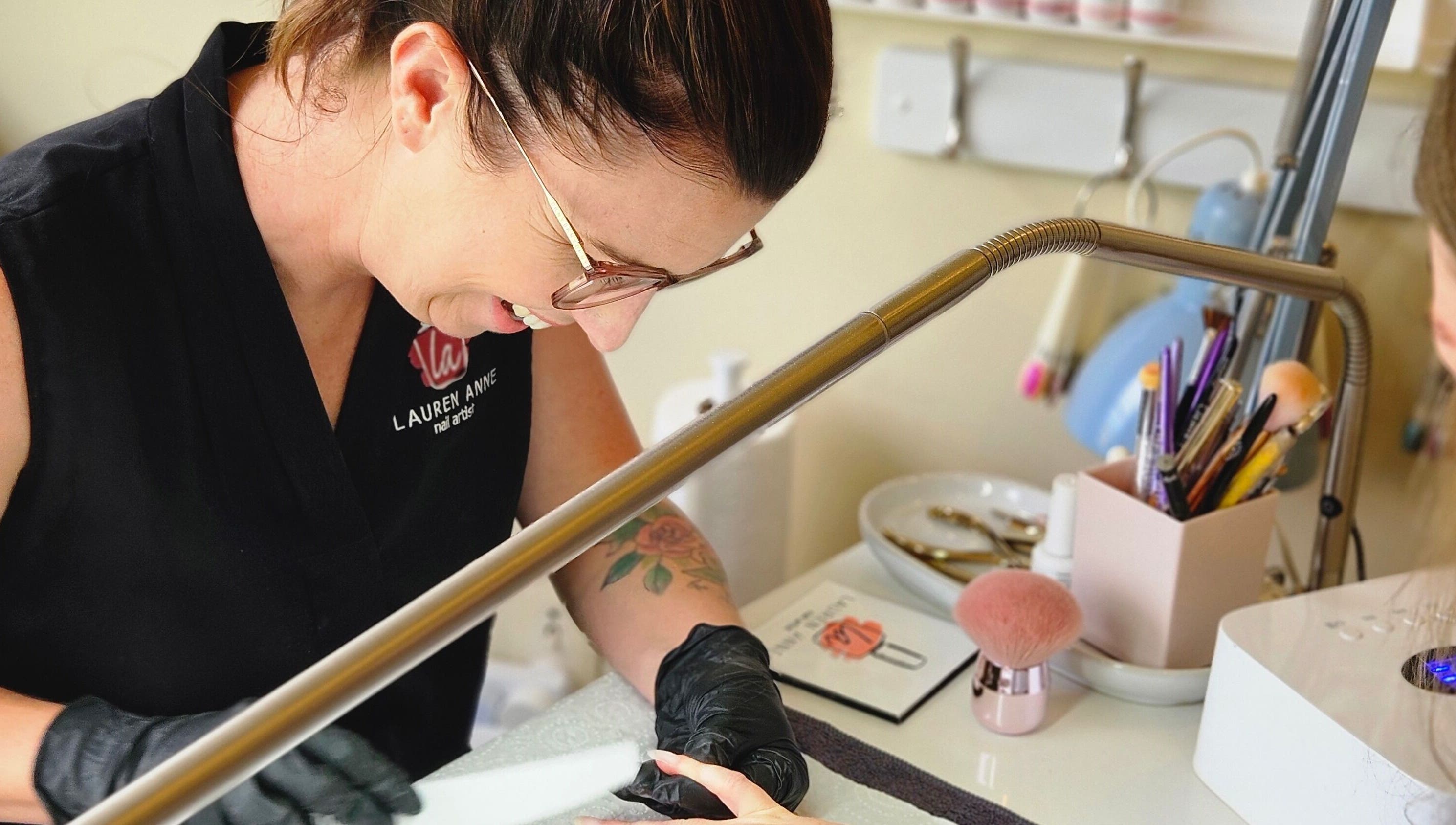 Nail artist at Lauren Anne Nails, Auckland, crafting beautiful nail designs with precision.