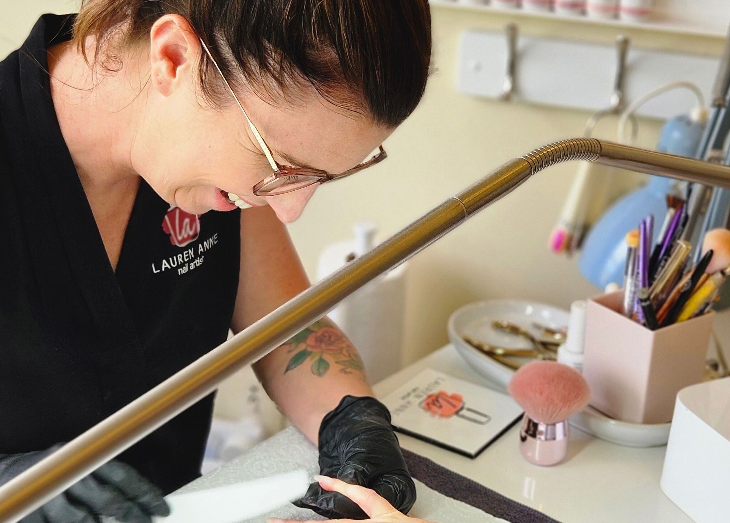 Nail artist at Lauren Anne Nails, Auckland, crafting beautiful nail designs with precision.