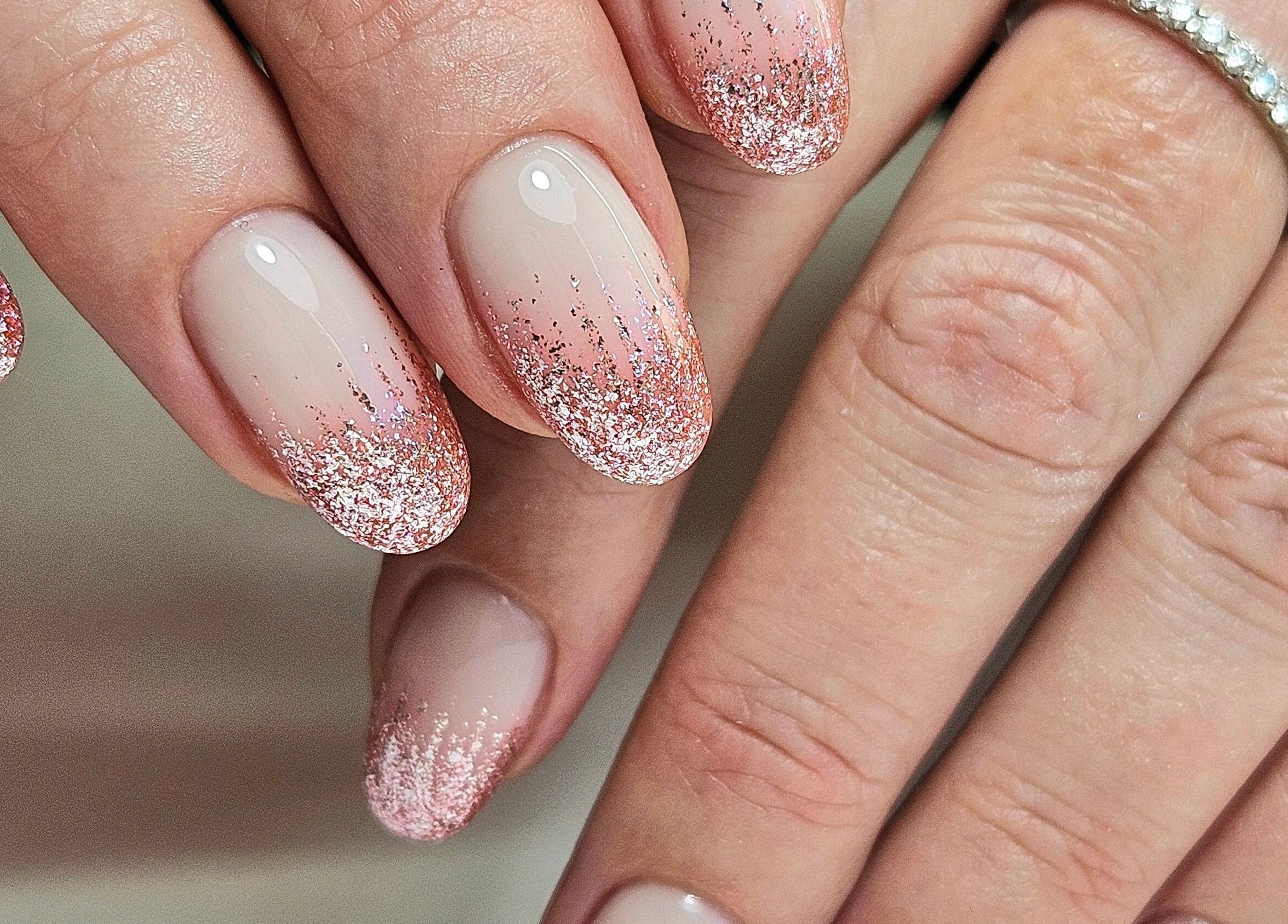 Elegant glitter nails at Lauren Anne Nails, Auckland, Auckland, NZ, showcasing detailed artistry and finesse.