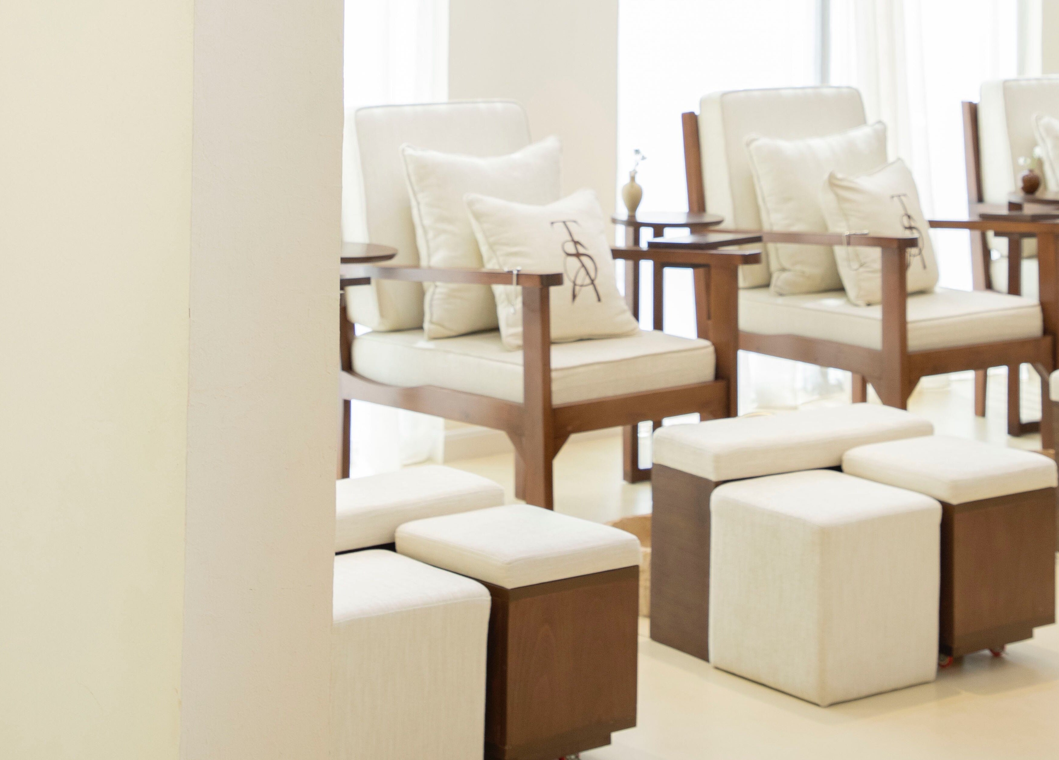 Elegant seating at The Space Beauty Lounge, Abu Dhabi, AE offers a serene retreat.