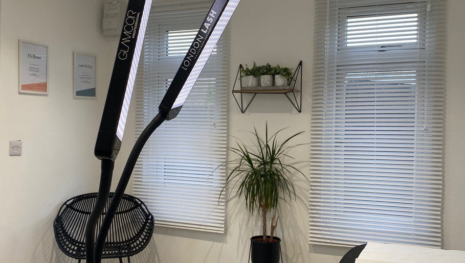 Modern beauty room at Jade Lashes Brows Beauty Studio, Baston, England, GB, with sleek decor and professional lighting.