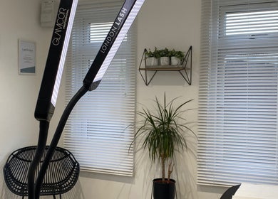 Modern beauty room at Jade Lashes Brows Beauty Studio, Baston, England, GB, with sleek decor and professional lighting.