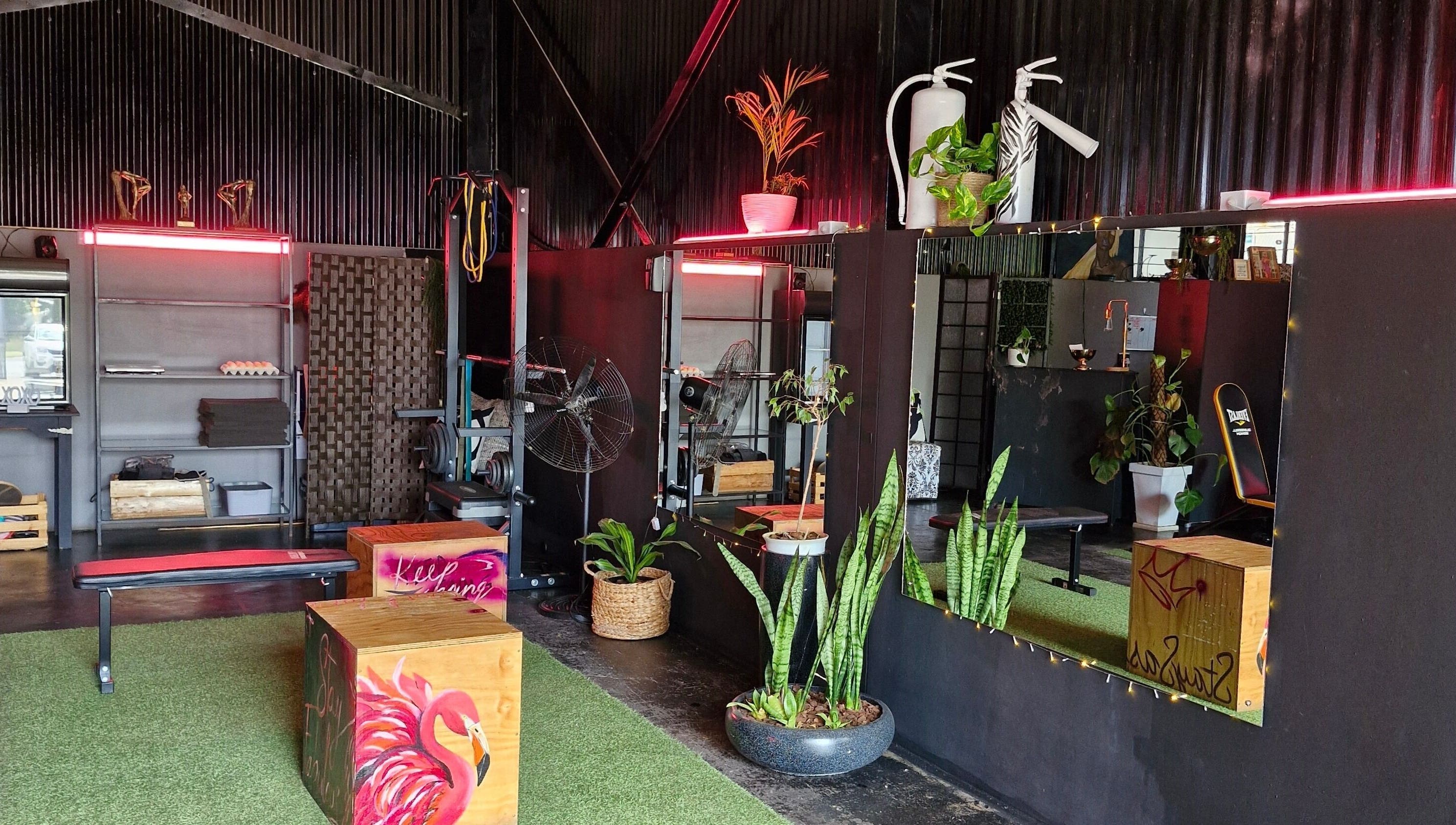 Chic gym space at Vita Amici in Vanderbijlpark, Gauteng, ZA, with vibrant decor and plants.