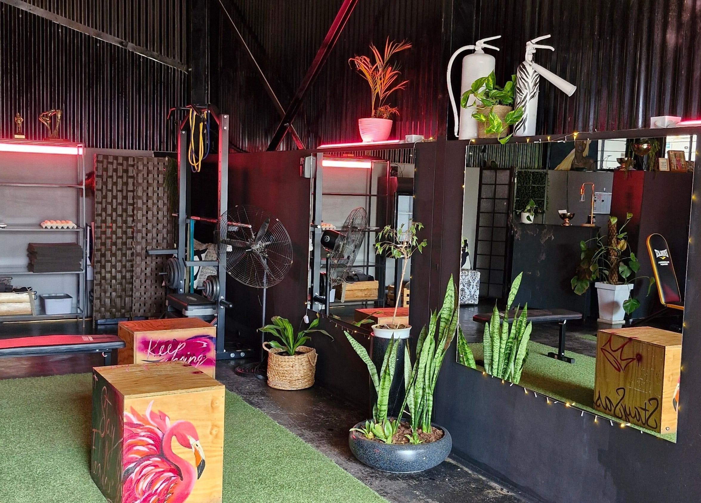 Chic gym space at Vita Amici in Vanderbijlpark, Gauteng, ZA, with vibrant decor and plants.