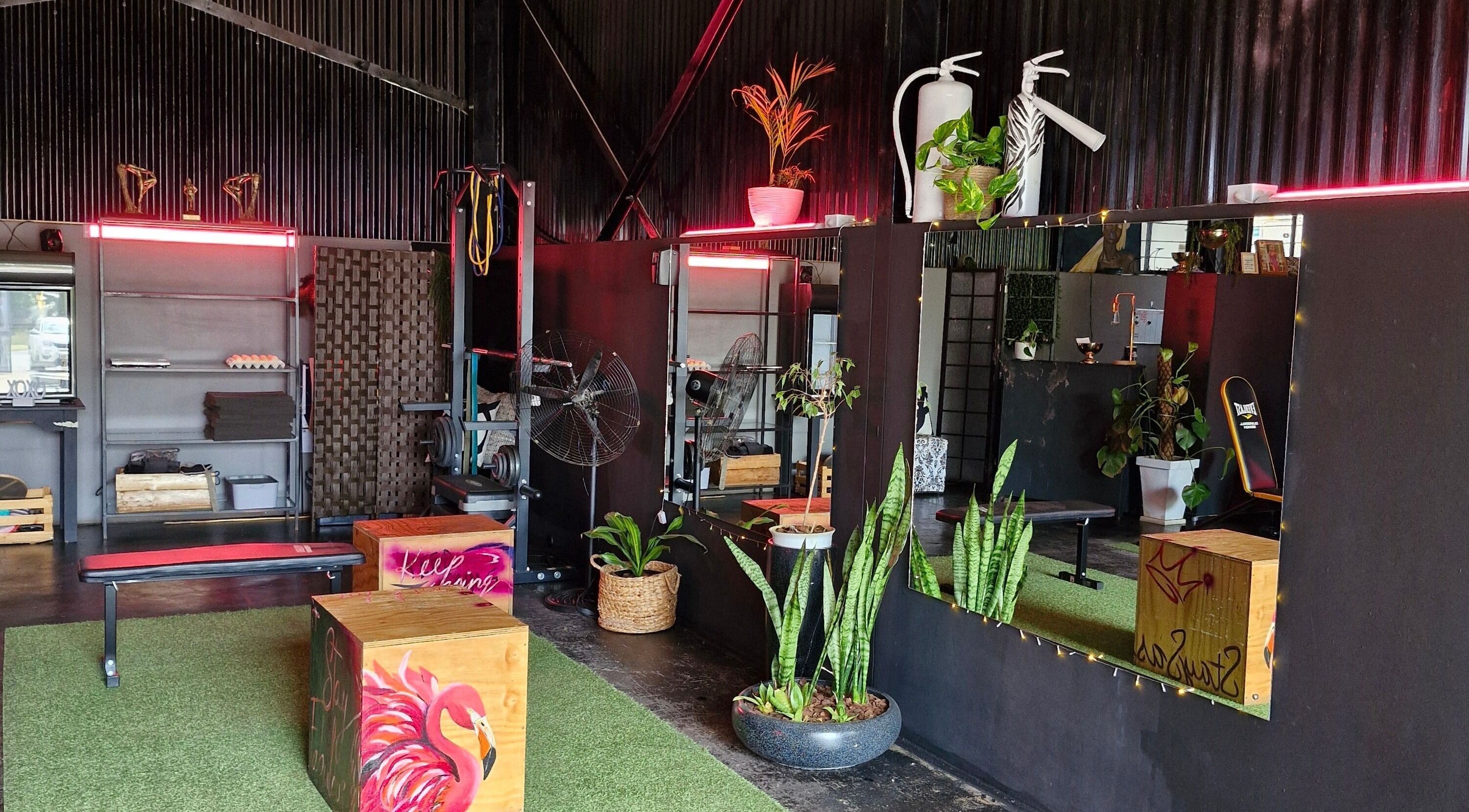 Chic gym space at Vita Amici in Vanderbijlpark, Gauteng, ZA, with vibrant decor and plants.