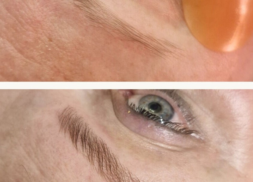 Eyebrow treatment at Vita Amici in Vanderbijlpark, Gauteng, ZA showcasing before and after results.