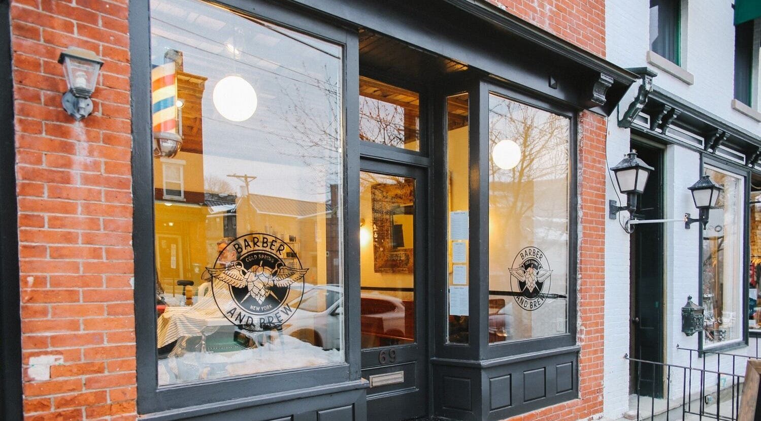 Front view of Bar•Ber in Cold Spring, New York, US showcasing its inviting entrance and signage.