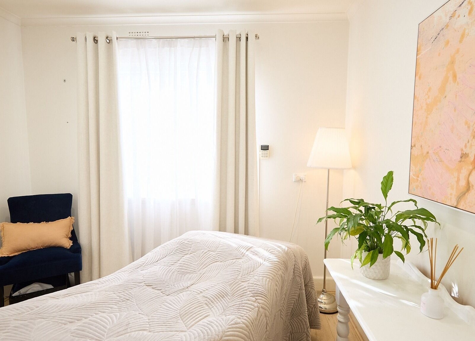 Elegant treatment room at The Skin Code By Bronzalicious in North Sydney, New South Wales, AU. Relaxing ambiance.