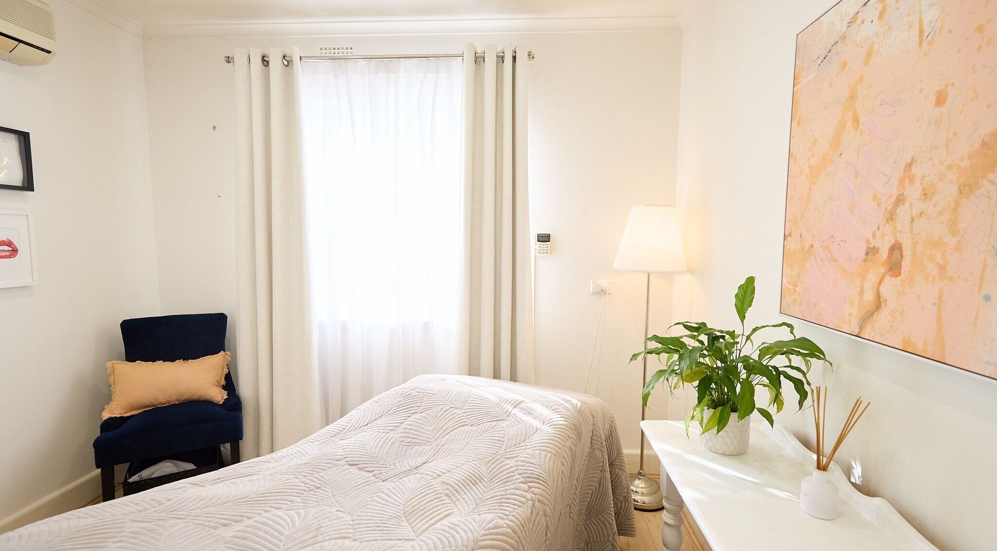 Elegant treatment room at The Skin Code By Bronzalicious in North Sydney, New South Wales, AU. Relaxing ambiance.