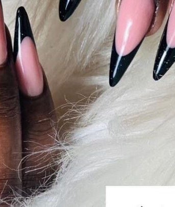Stylish manicure with black tips at Genteel Showroom Witbank, Emalahleni, Mpumalanga, ZA.