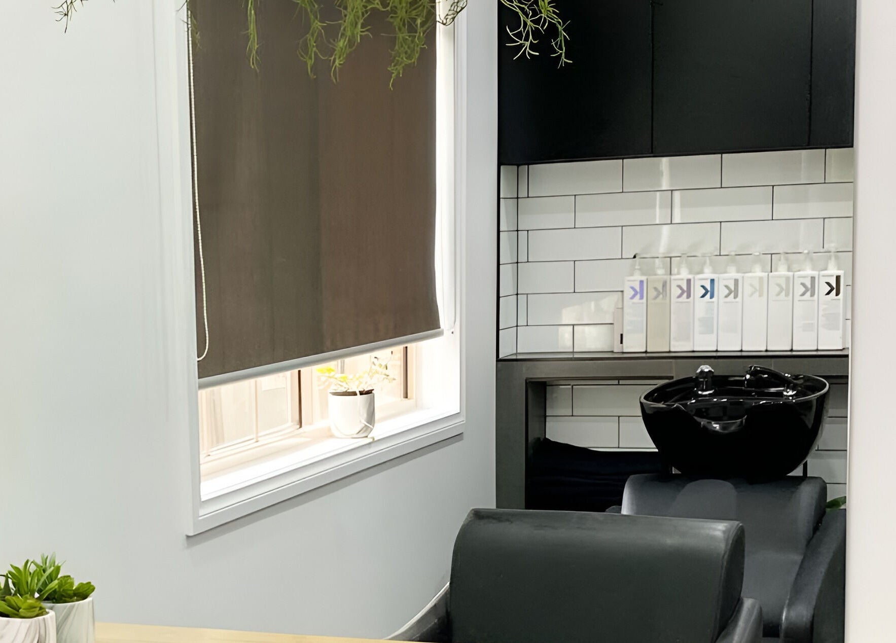 Stylish wash station at TLC Hair Bar, Melbourne, Victoria, AU with sleek design and modern decor.