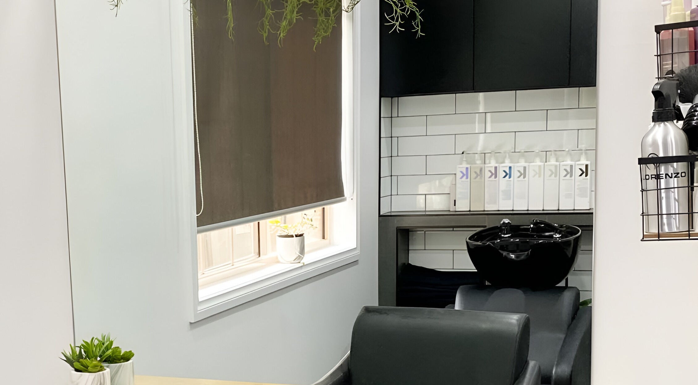 Stylish wash station at TLC Hair Bar, Melbourne, Victoria, AU with sleek design and modern decor.