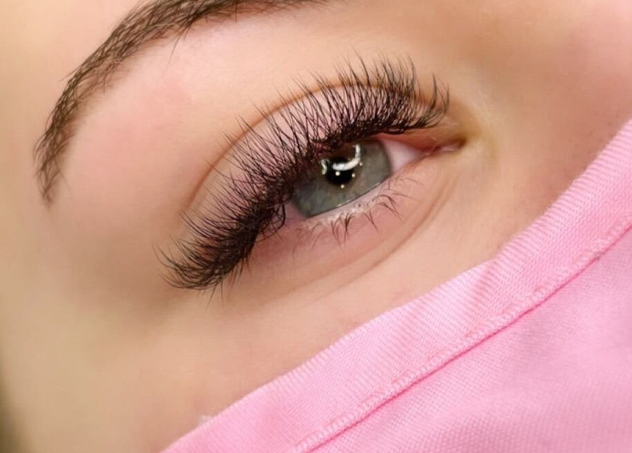 Close-up of eyelash extensions by Kellie Fitzgibbon Makeup & Lash Artist in Stepaside, County Dublin, IE.