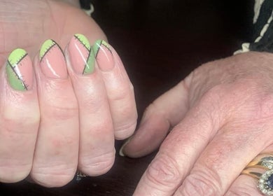 Elegant nail art with pastel colors at The Nailwork Lounge, Mid Calder, Scotland, GB.