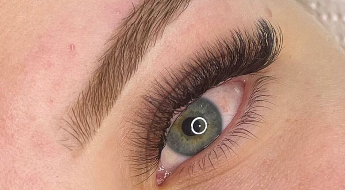 Close-up of styled lashes and brows at (NEW LOCATION) T. Brows, Lashes & CO BUDERIM, Buderim, Queensland, AU.