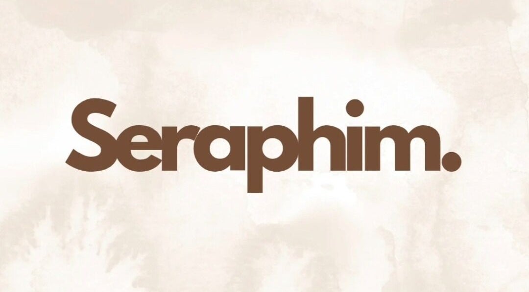 Seraphim logo on textured background, elegantly showcasing the beauty venue brand in Tamworth, England, GB.