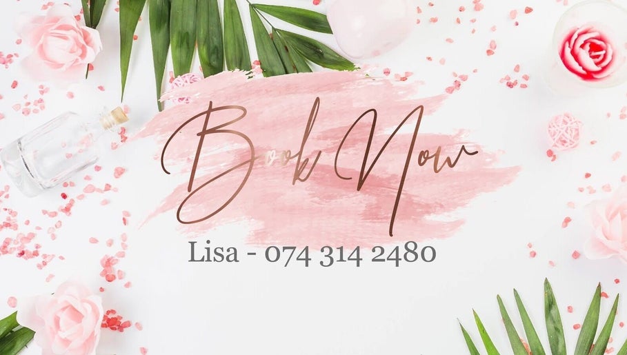 Book Now with Lisa at The Spoil Spot, Benoni, Gauteng, ZA. Elegant floral design with contact details.