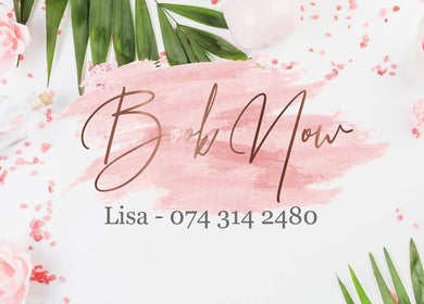 Book Now with Lisa at The Spoil Spot, Benoni, Gauteng, ZA. Elegant floral design with contact details.