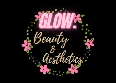 Logo of Glow Beauty and Aesthetics surrounded by floral design in Newhall, England, GB.
