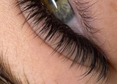 Close-up of beautifully styled eyelashes at LUMA Laser and Beauty, Salford, England, GB.