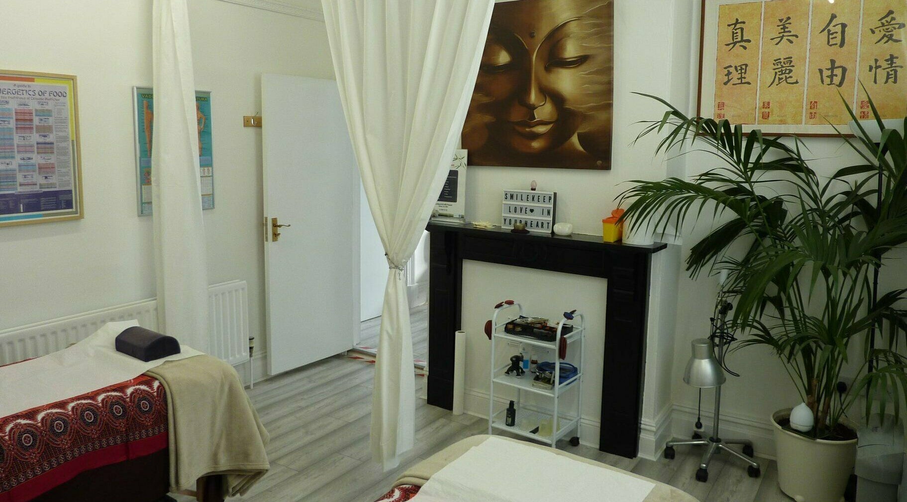 Peaceful treatment room at Cannock Clinical Acupuncture & Body Scanner, Cannock, England, GB.
