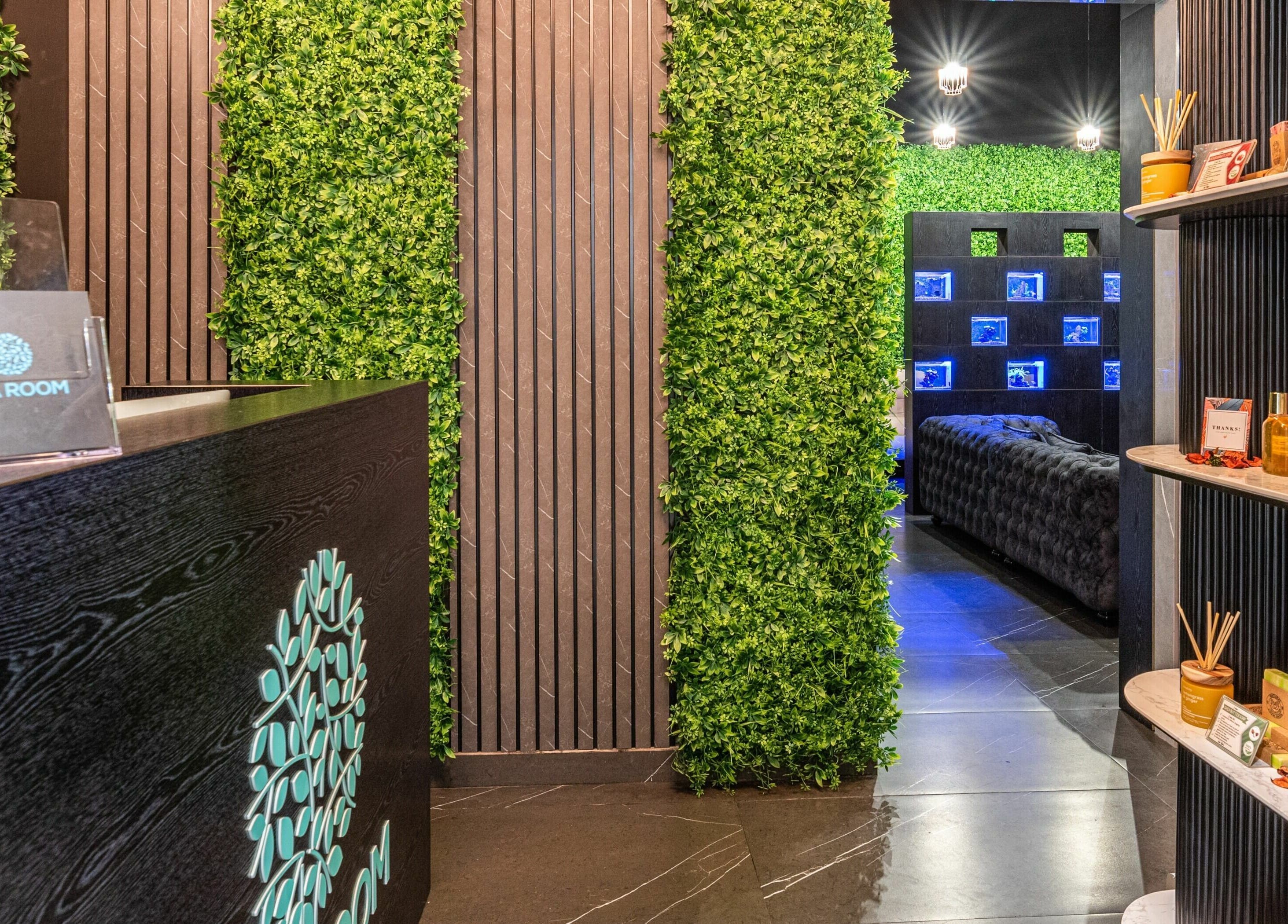 Reception area at Spa Room By Anadiya Beauty Salon Ltd. with lush greenery, Dubai, Dubai, AE.