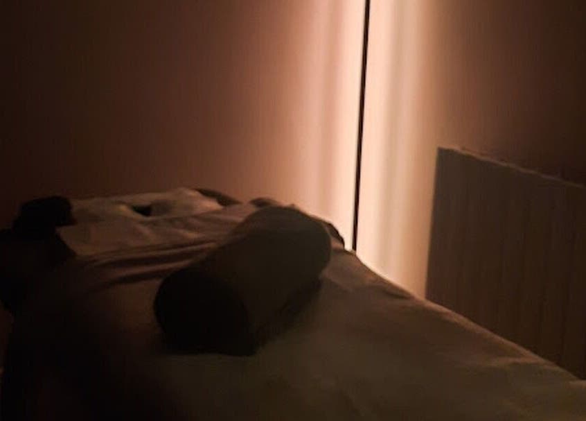 Dimly lit massage room at Soul Bliss with Sayyada, Tamworth, England, GB.