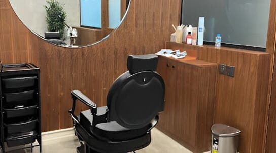 Styling chair and station at Harmonic Barbershop - Al Malqa, Riyadh, Riyadh Province, SA.