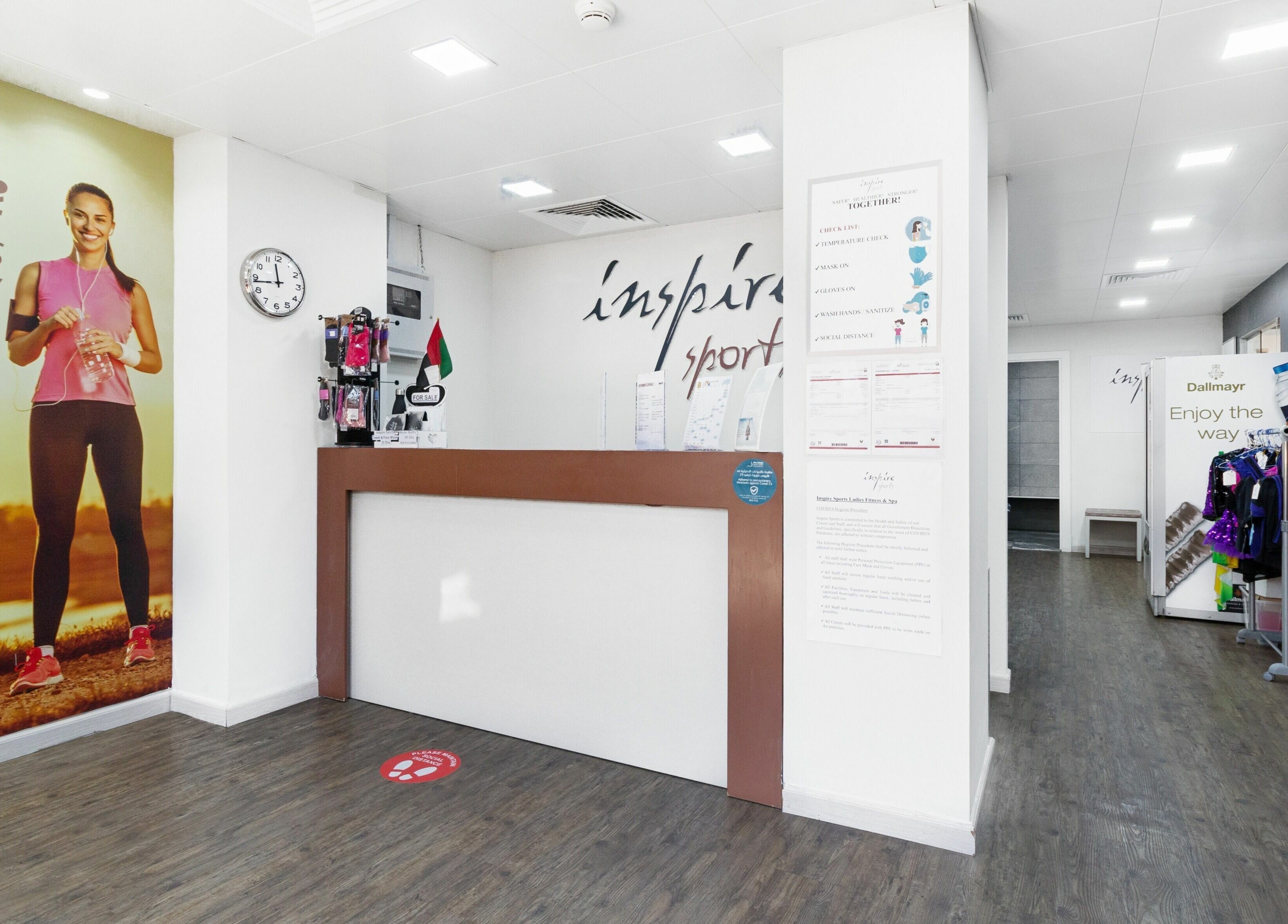Inspire Spa entrance with modern decor in Abu Dhabi, Abu Dhabi, AE featuring welcoming fitness theme.