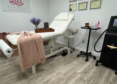 Relaxing treatment room at Brazilian Beauty Spa, Peabody, Massachusetts, US, with a comfy massage table.