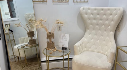 Elegant chair and decor at Brazilian Beauty Spa, Peabody, Massachusetts, US enhancing a serene ambiance.