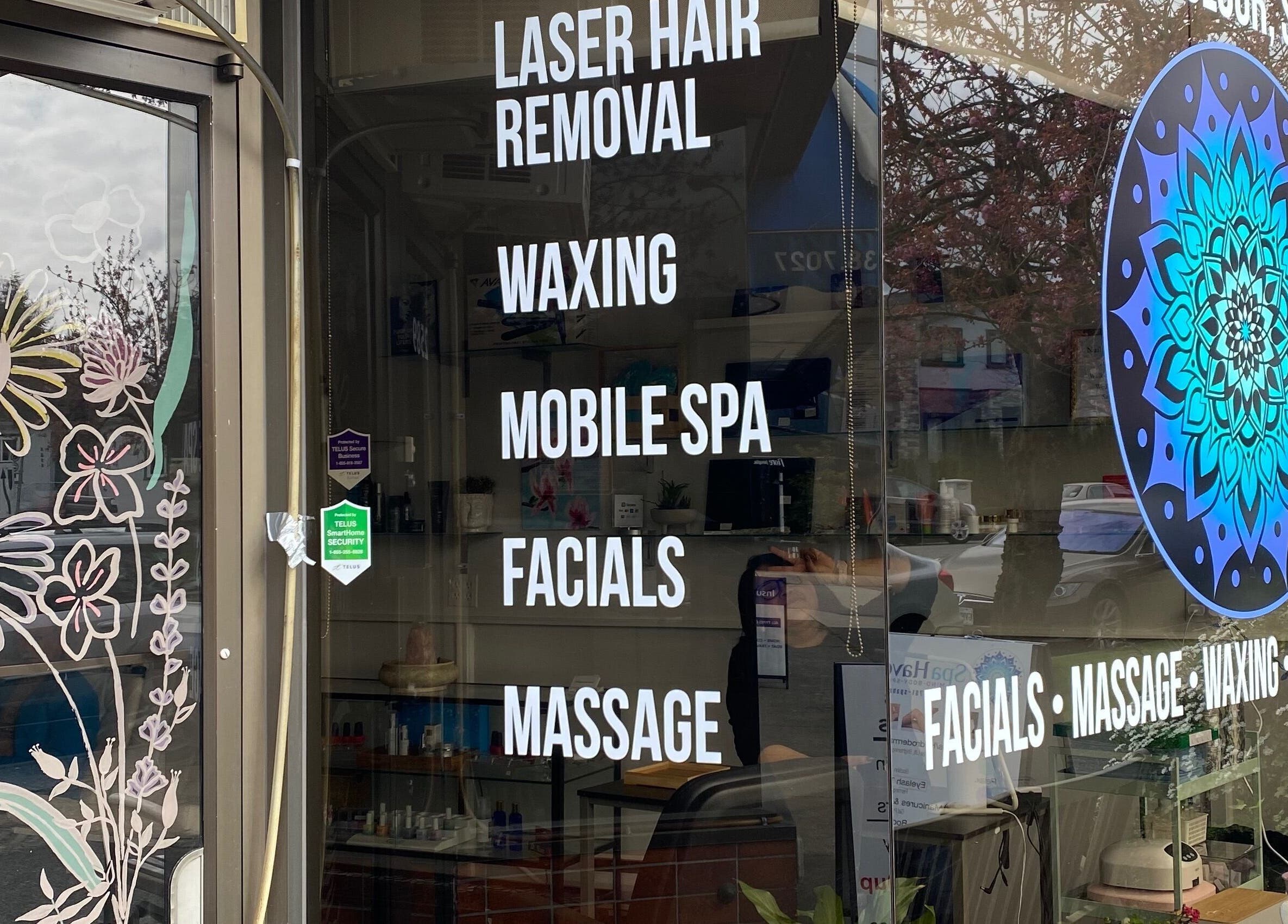 Salon and Spa Haven Wellness storefront in Vancouver, British Columbia, CA displaying spa services.