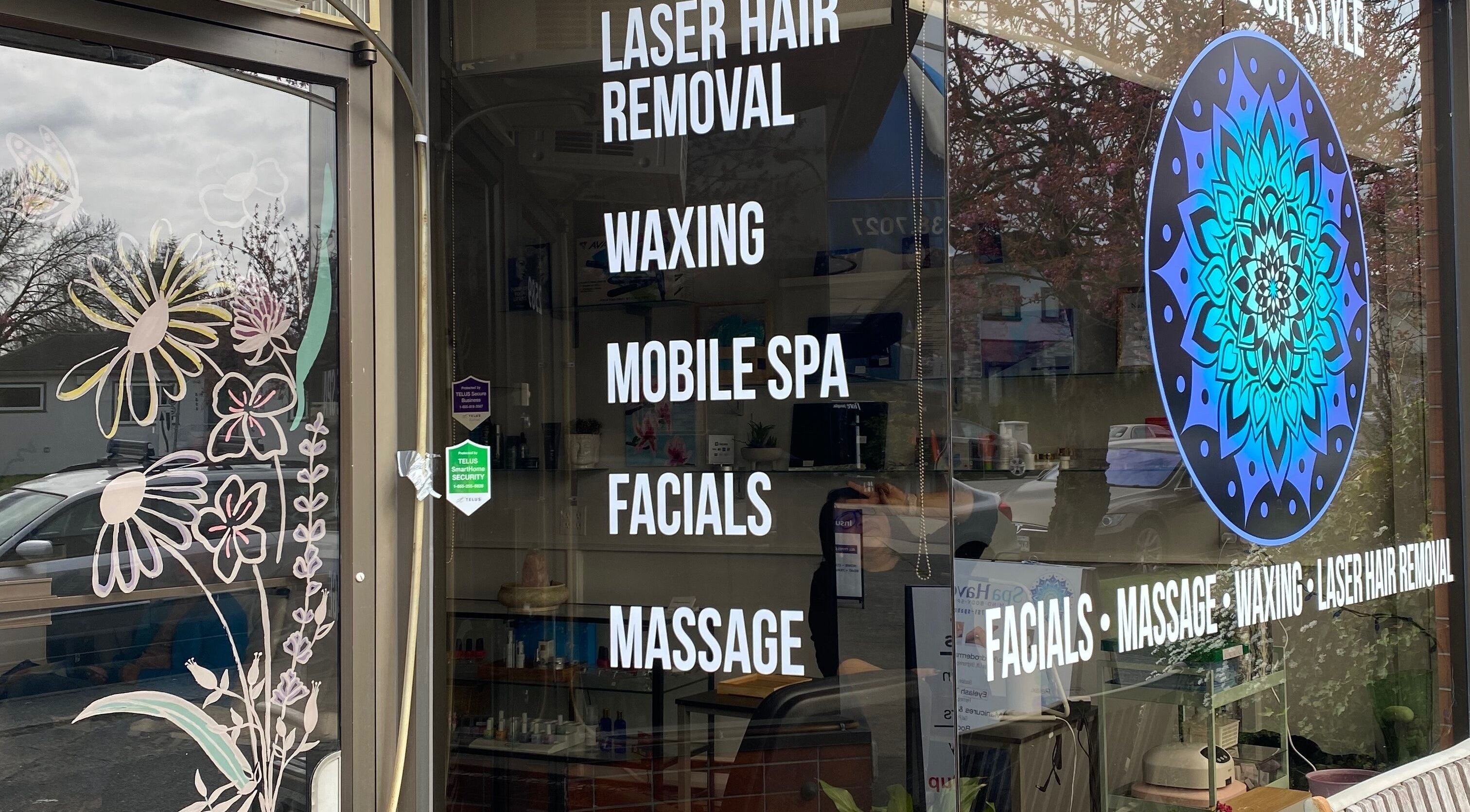 Salon and Spa Haven Wellness storefront in Vancouver, British Columbia, CA displaying spa services.