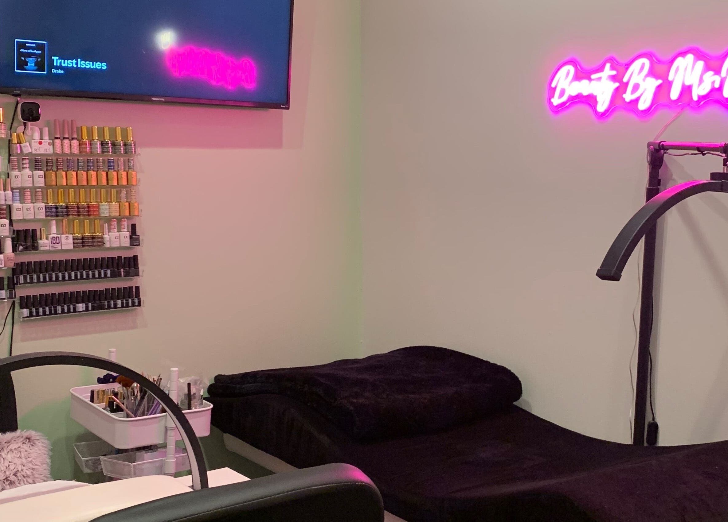 Luxurious nail station at Salon and Spa Haven Wellness in Vancouver, British Columbia, CA featuring polish display.