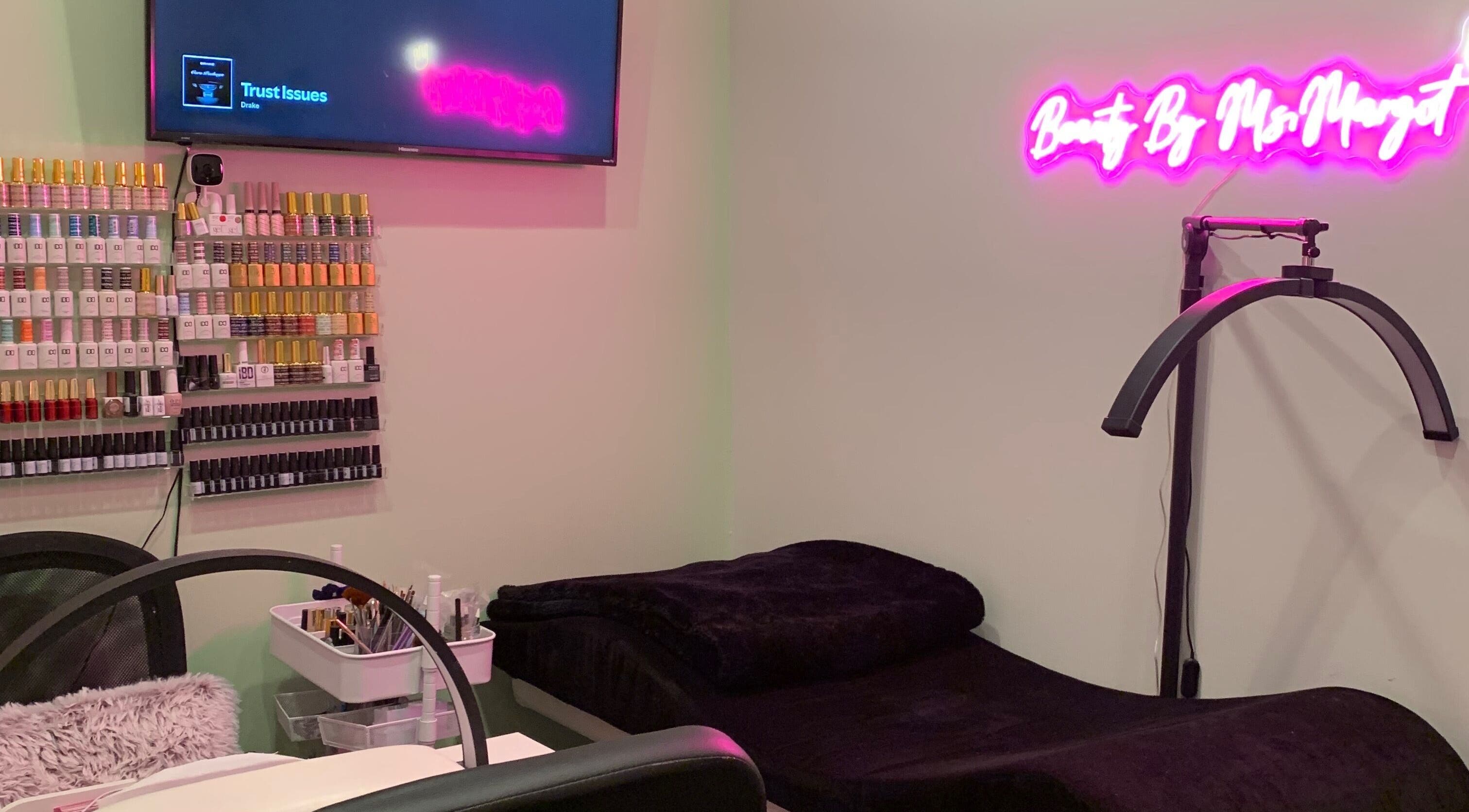 Luxurious nail station at Salon and Spa Haven Wellness in Vancouver, British Columbia, CA featuring polish display.