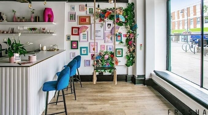 Stylish lounge with colorful decor at Forfacesakeuk, HIGH WYCOMBE, England, GB offering a chic ambiance.
