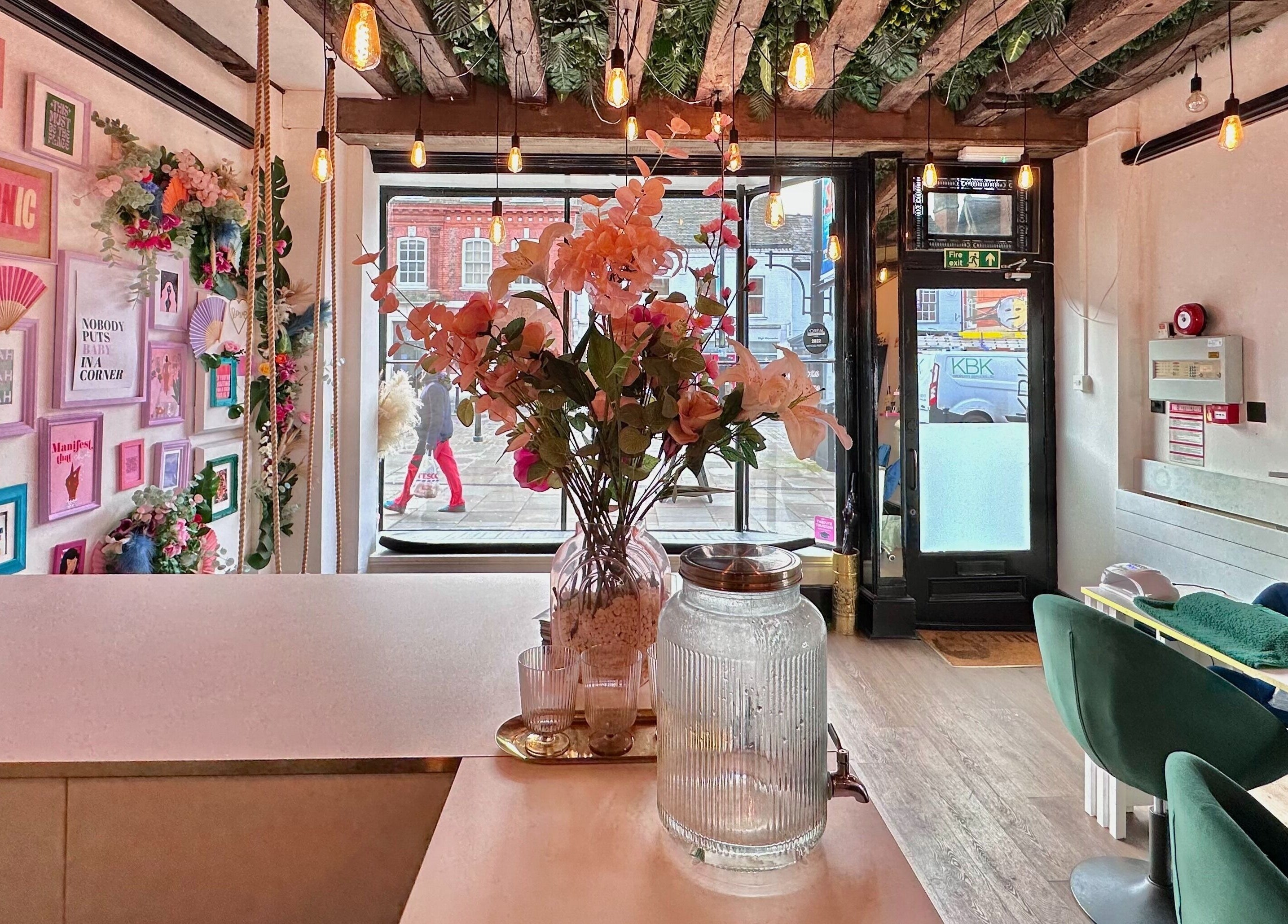 Stylish interior of Forfacesakeuk featuring floral decor and artwork in HIGH WYCOMBE, England, GB.