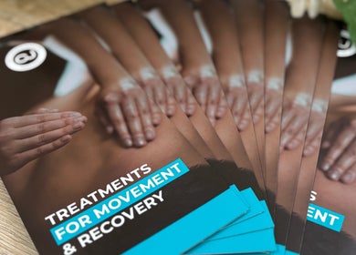 Massage therapy brochures at CJ Soft Tissue & Massage Therapy, Wellington, England, GB.