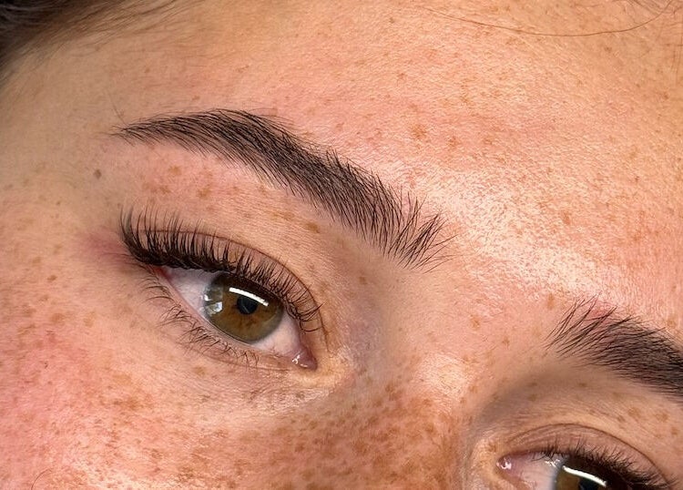 Close-up of beautifully styled eyebrows at Lashes by Katya, Melbourne, Victoria, AU showcasing natural elegance.
