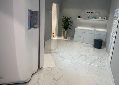 Sleek interior at °CRYO Abu Dhabi Reem Mall featuring cryo chamber and modern decor in Abu Dhabi, AE.