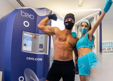 Couple enjoying cryotherapy at °CRYO Abu Dhabi Mamsha Al Saadiyat, Abu Dhabi, AE, showcasing wellness benefits.