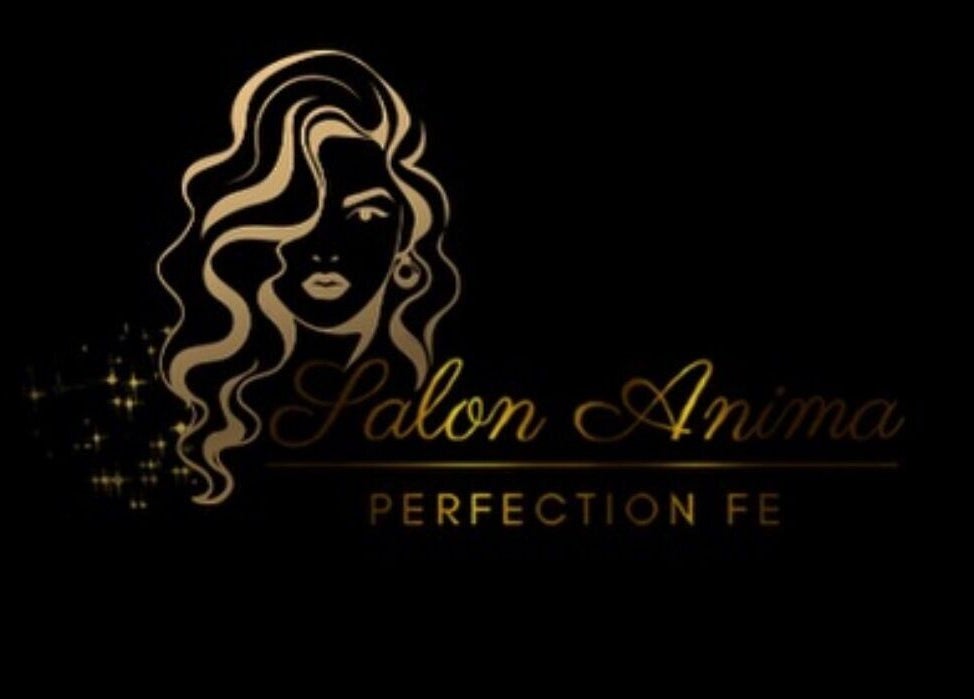 Logo doré du Salon Anima Perfection FE à L'assomption, Québec, CA, sur fond noir.