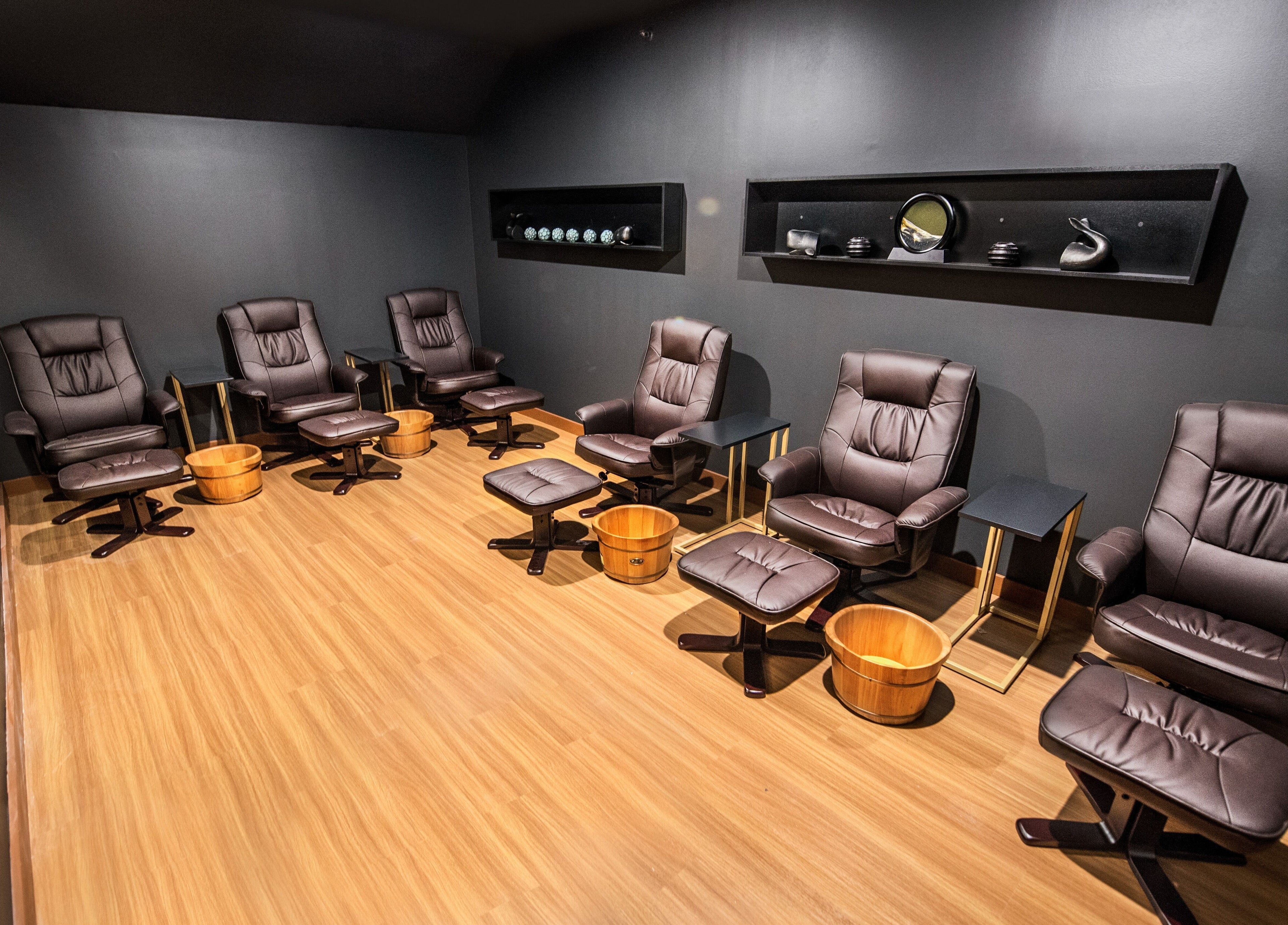 Relaxation chairs at The Savoy Hotel - V Hotel Spa, Melbourne, VIC, AU, offering serene comfort.