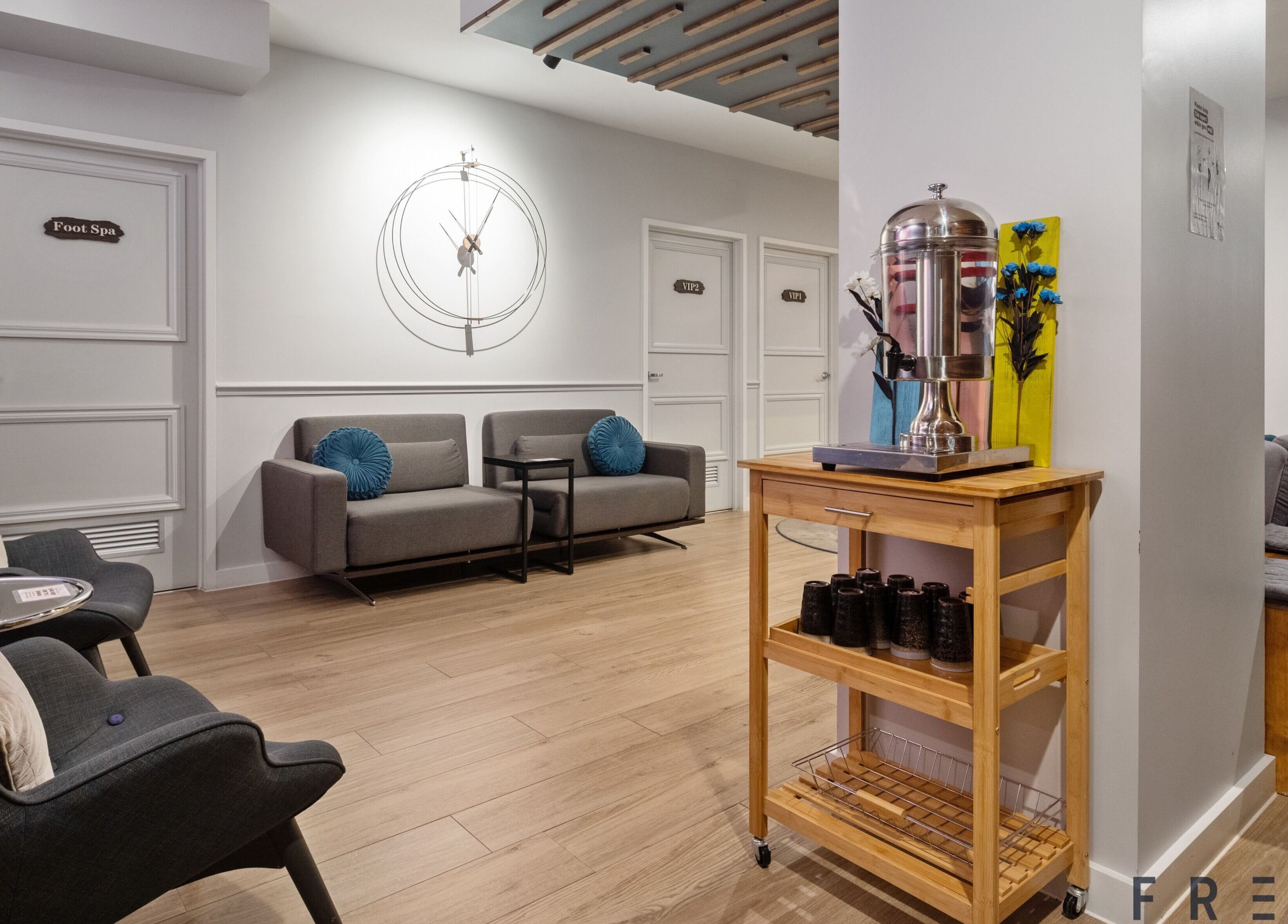 Relaxing waiting area at The Savoy Hotel - V Hotel Spa, Melbourne, VIC, AU.